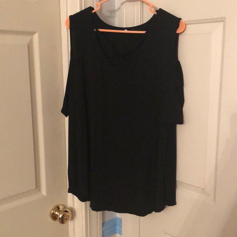 Cute black cold shoulder top